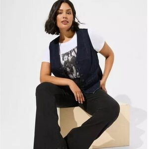 Torrid Dark Denim Button-Up Vest Brand New